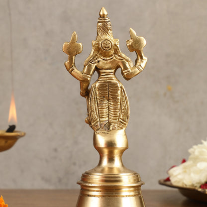 Pure Brass Lord Vishnu Hand Bell - 6.5 in Height