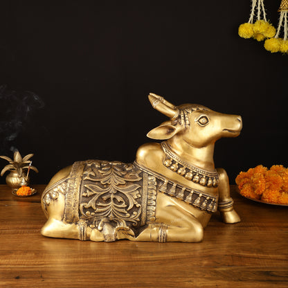 Large Brass Superfine Nandi Sculpture - 21" Divine Statue