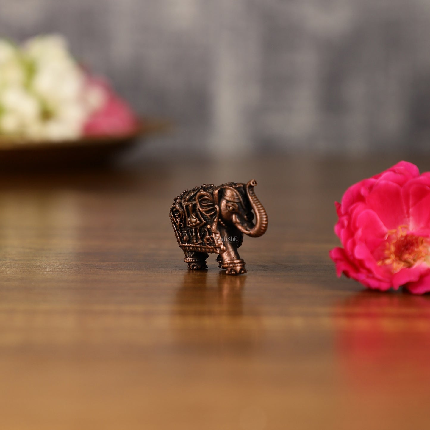 Pure Copper miniature Elephant Idol Pair | 1 Inch Height |