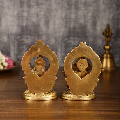 Superfine Brass Ganesh Lakshmi Idol Pair | 5.5 Inch Height