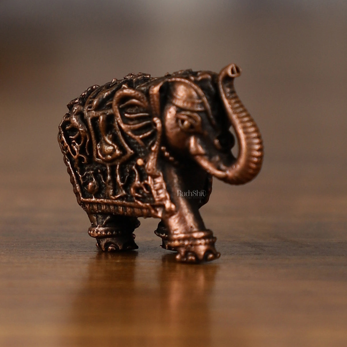 Pure Copper miniature Elephant Idol Pair | 1 Inch Height |