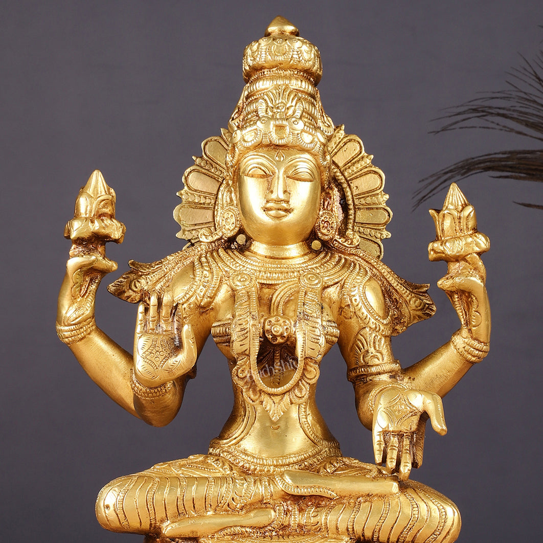 Brass Goddess Lakshmi Statue 12"