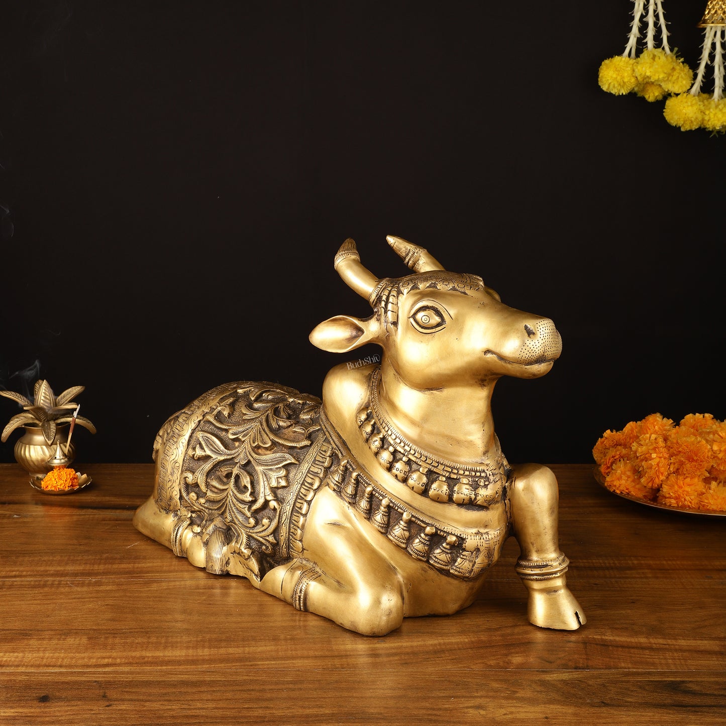 Large Brass Superfine Nandi Sculpture - 21" Divine Statue