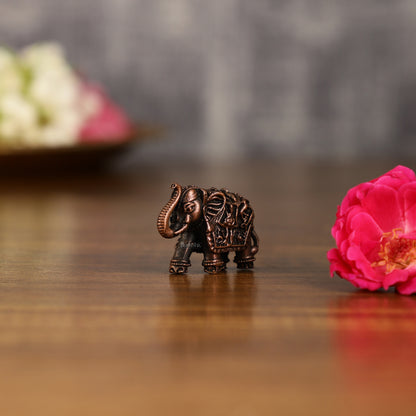 Pure Copper miniature Elephant Idol Pair | 1 Inch Height |