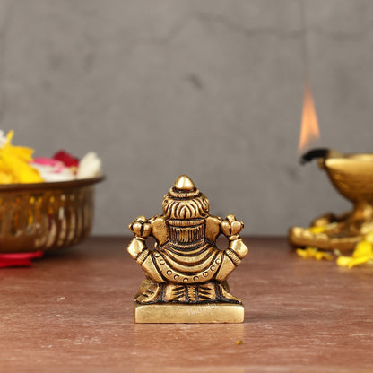 Brass Superfine small miniature Dagduseth Ganapati Idol - 2"
