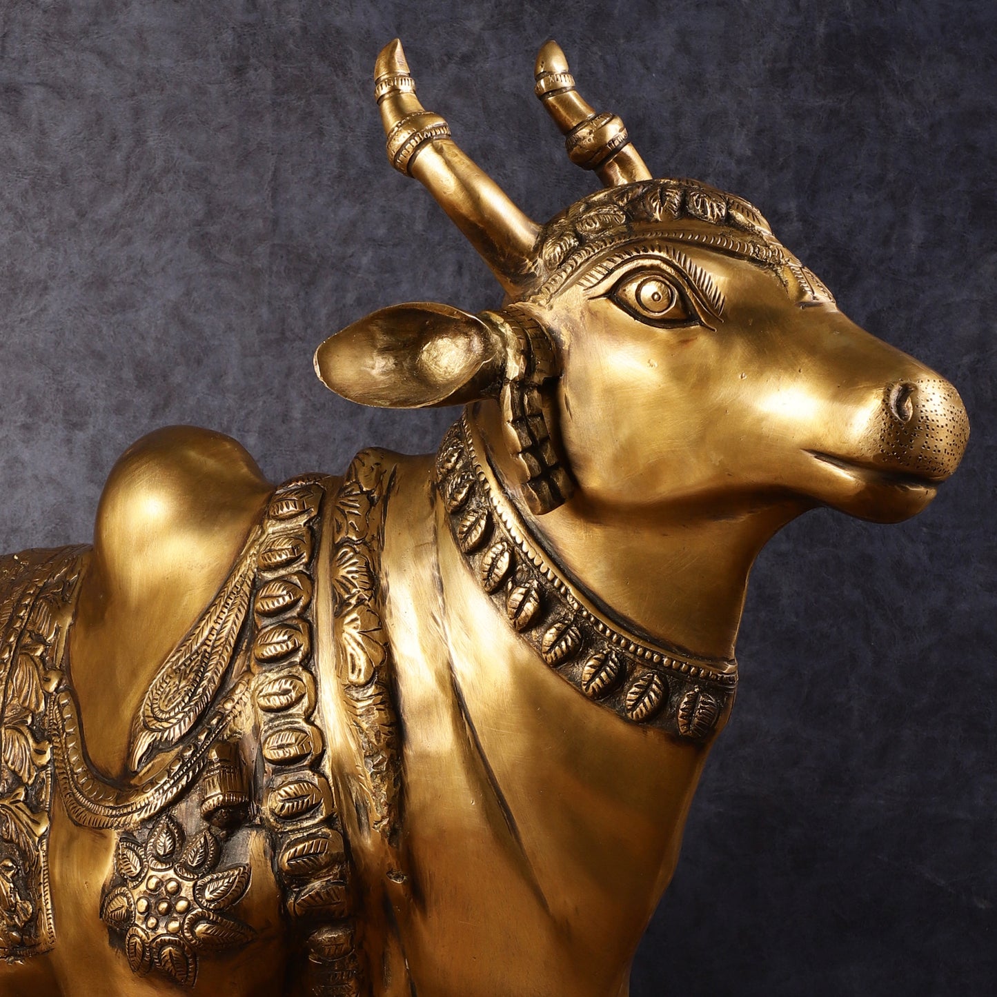 Large Standing Nandi Brass Statue - 36"