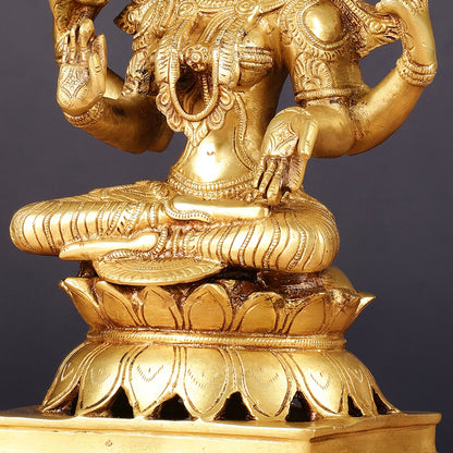 Brass Goddess Lakshmi Statue 12"