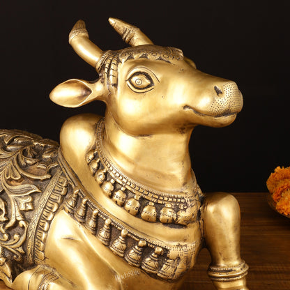 Large Brass Superfine Nandi Sculpture - 21" Divine Statue