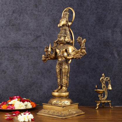 Brass Standing Panchmukhi Hanuman Statue 22 inch