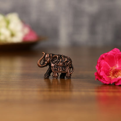 Pure Copper miniature Elephant Idol Pair | 1 Inch Height |