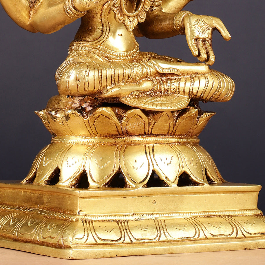 Brass Goddess Lakshmi Statue 12"