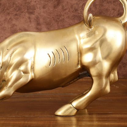 Pure Brass Bull of Wall Street Sculpture - 10.5"