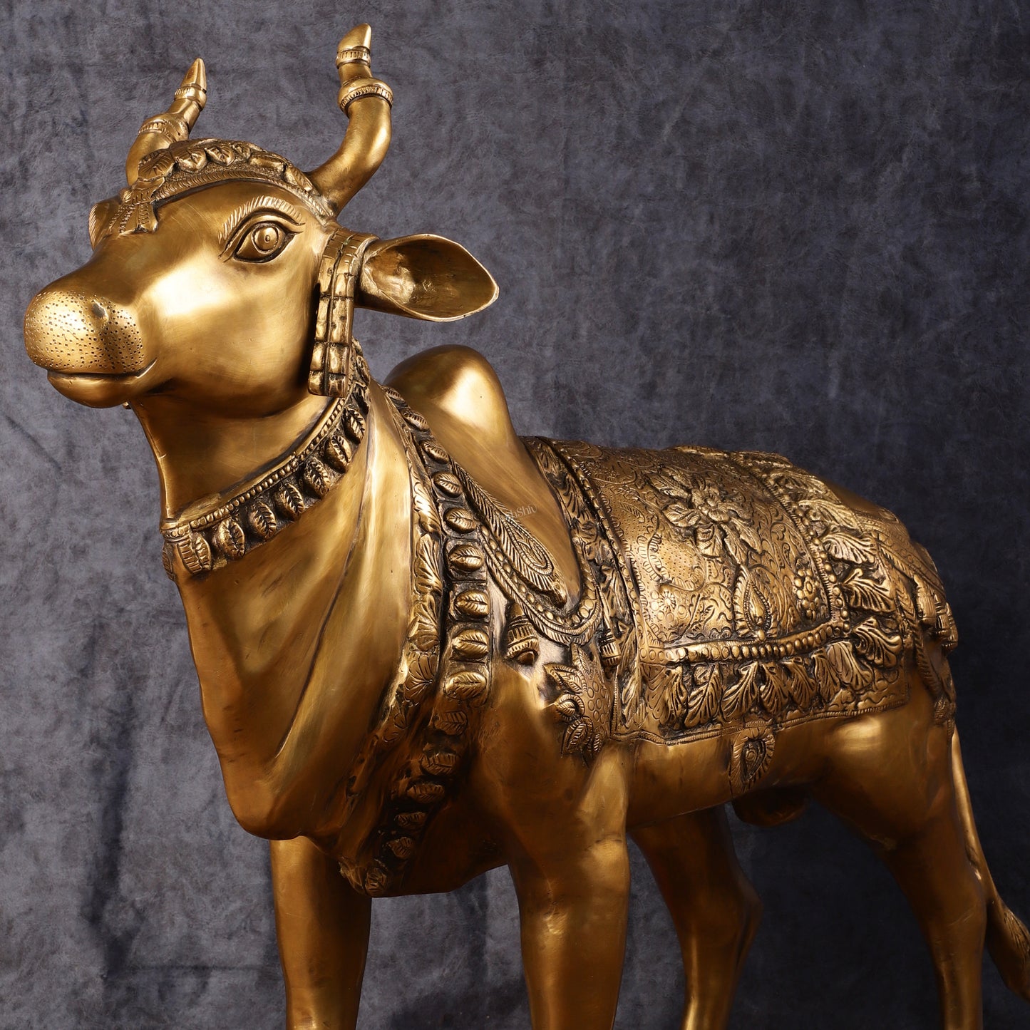 Large Standing Nandi Brass Statue - 36"