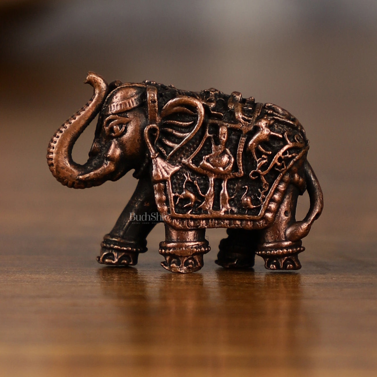 Pure Copper miniature Elephant Idol Pair | 1 Inch Height |