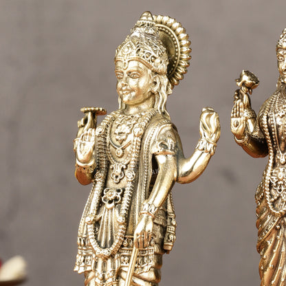 Brass Intricate Standing Vishnu lakshmi idols 6"