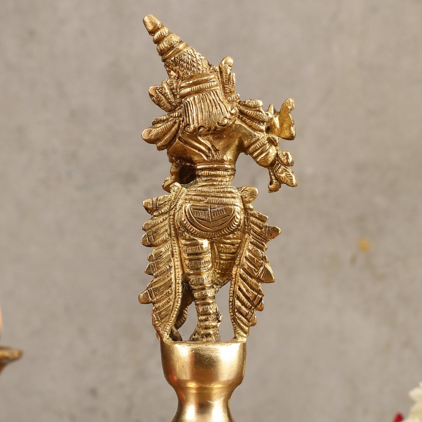 Pure Brass Handcrafted Hand Bell with Krishna - 7 in Height