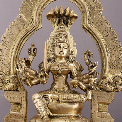 Brass Superfine Karmari Mariamman Statue with Prabhavali - 18" Height