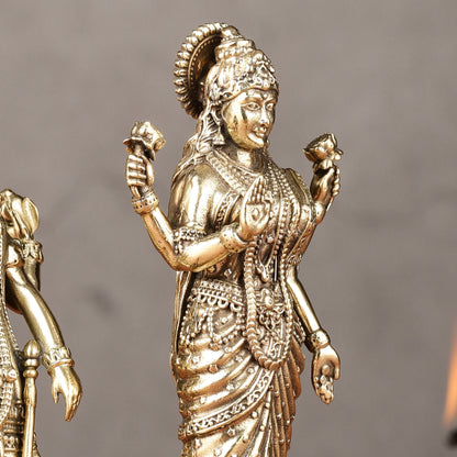 Brass Intricate Standing Vishnu lakshmi idols 6"