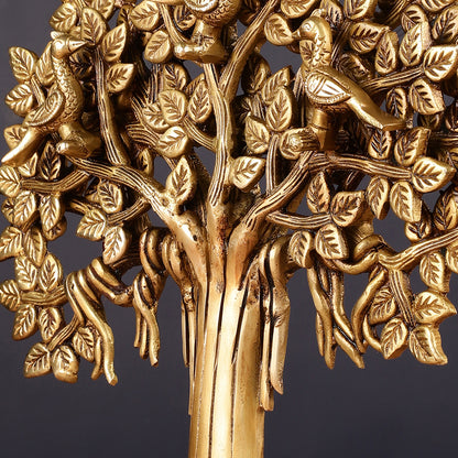 Exquisite Brass Kalpavriksha Tree of Life Showpiece - Table Standing | Height 12"