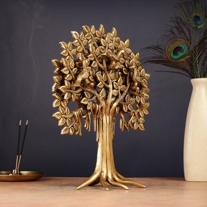 Exquisite Brass Kalpavriksha Tree of Life Showpiece - Table Standing | Height 12"