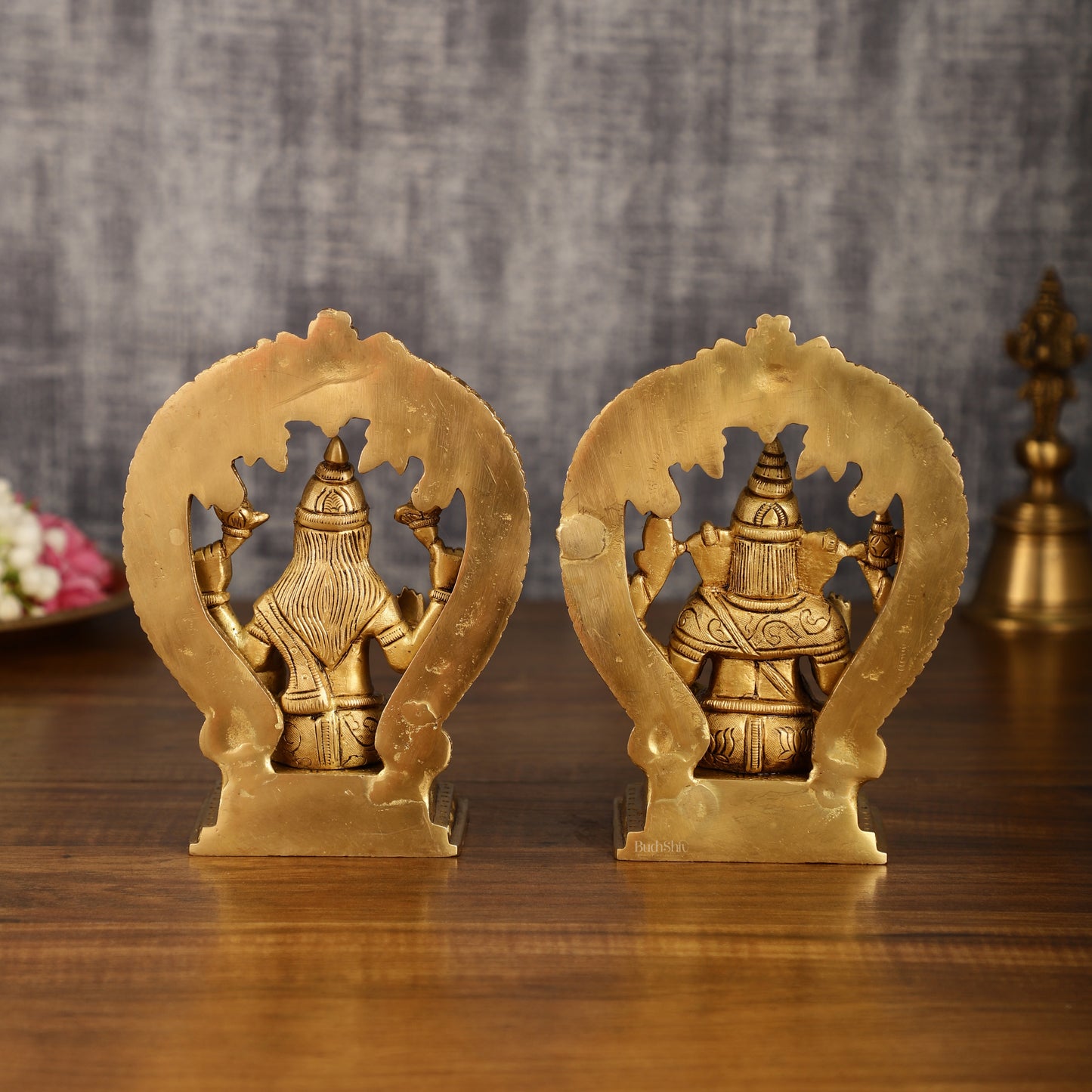 Brass Ganesha and Lakshmi Statues | 7 Inch