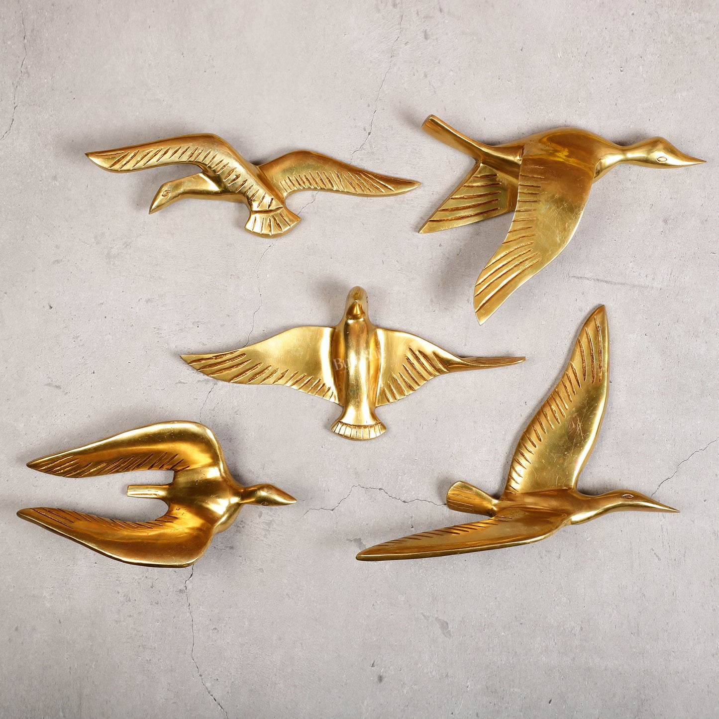 Pure Brass Wall Hanging Birds – Set of 5