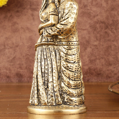 Pure Brass Rajasthani Couple Showpiece - 7.5" Tall