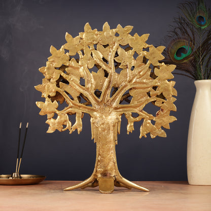 Exquisite Brass Kalpavriksha Tree of Life Showpiece - Table Standing | Height 12"