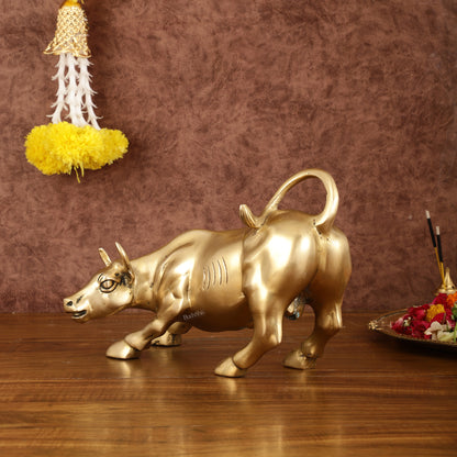 Pure Brass Bull of Wall Street Sculpture - 10.5"