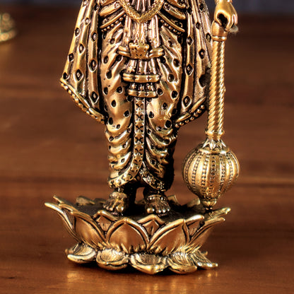 Brass Lord Vishnu Standing Blessing Idol - 5.25 Inch