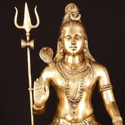 Handcrafted Pure Brass Lord Shiva Statue - 23" Divine Mahadev Sculpture