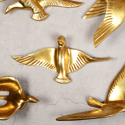 Pure Brass Wall Hanging Birds – Set of 5