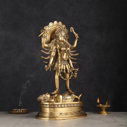 Pure Brass Kali Mata Idol with Four Arms 18"