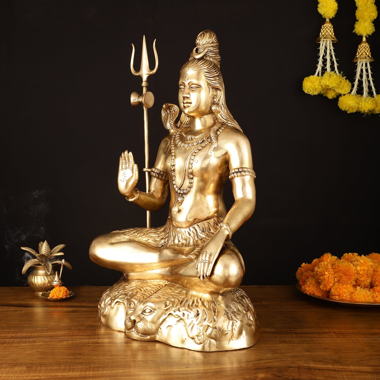 Handcrafted Pure Brass Lord Shiva Statue - 23" Divine Mahadev Sculpture