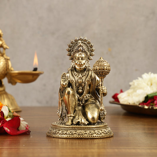 Pure Brass Superfine Lord Hanuman Idol - 4.5 inch