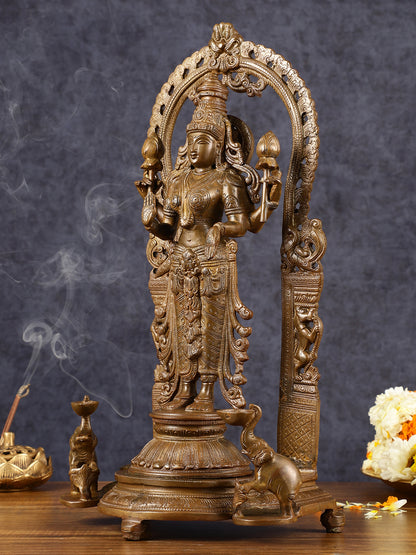 Pure Brass Goddess Lakshmi Statue with Elephants 16"