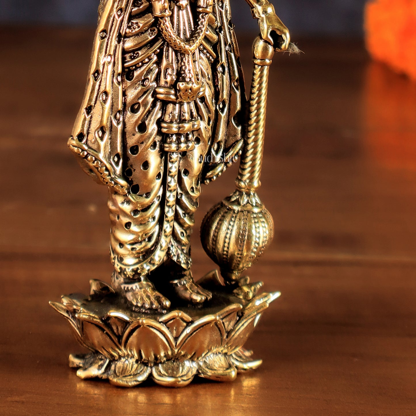 Brass Lord Vishnu Standing Blessing Idol - 5.25 Inch