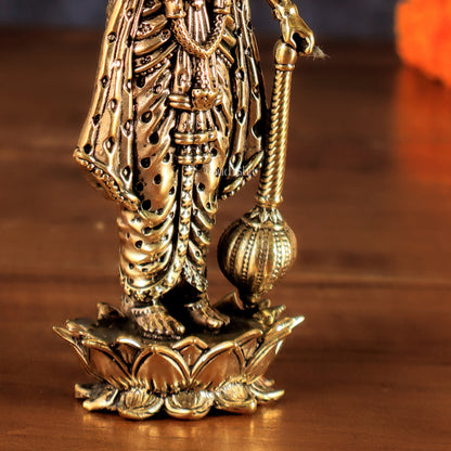 Brass Lord Vishnu Standing Blessing Idol - 5.25 Inch