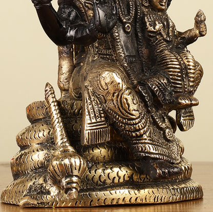 Handcrafted Pure Brass Narasimha Lakshmi Statue - 8"