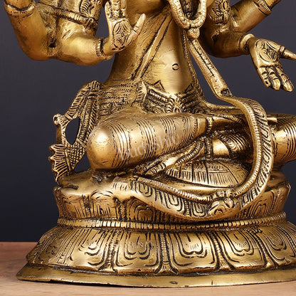 Finely Crafted Pure Brass Goddess Lakshmi Idol 10"