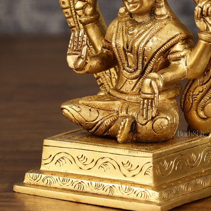 Brass Ganesha and Lakshmi Statues | 7 Inch