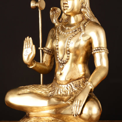 Handcrafted Pure Brass Lord Shiva Statue - 23" Divine Mahadev Sculpture