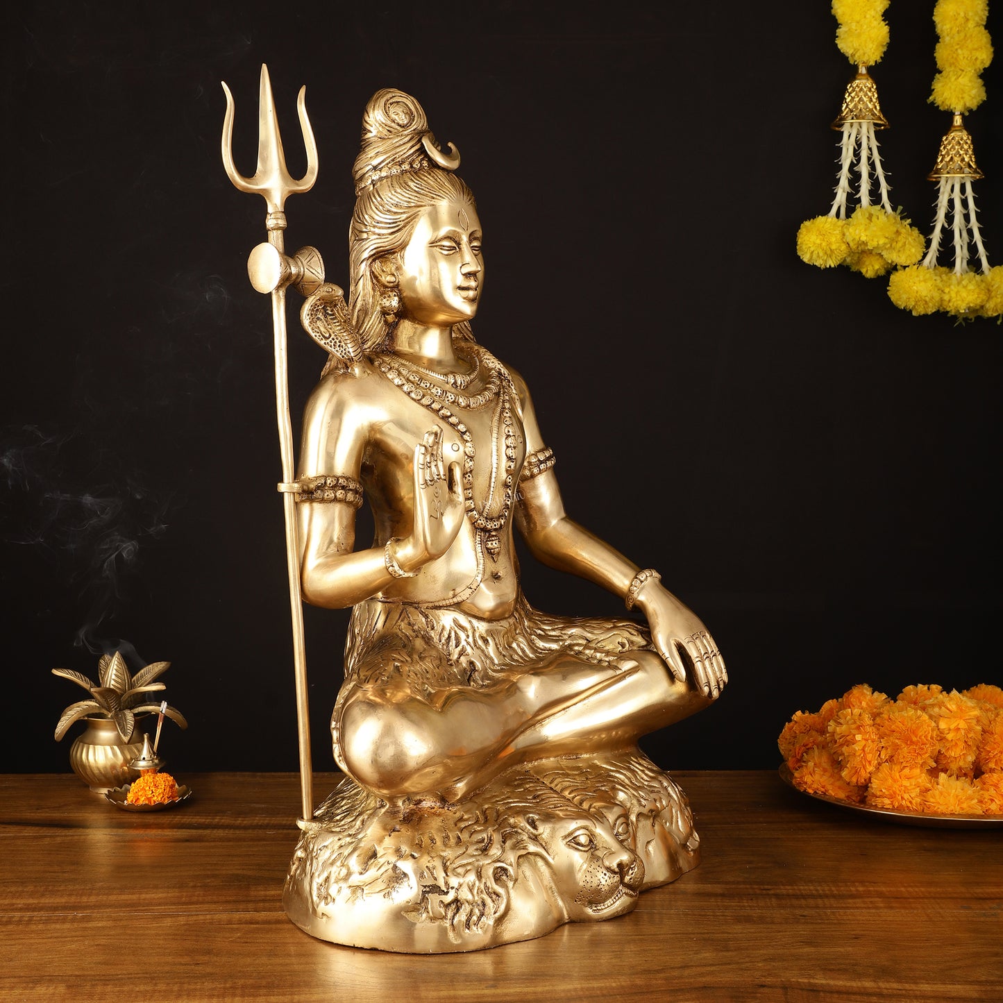 Handcrafted Pure Brass Lord Shiva Statue - 23" Divine Mahadev Sculpture