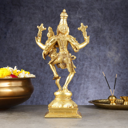 Pure Brass Lord Narsimha with Devi Lakshmi Idol - 12"