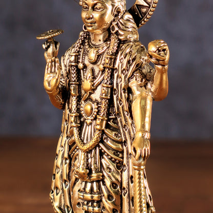 Brass Lord Vishnu Standing Blessing Idol - 5.25 Inch