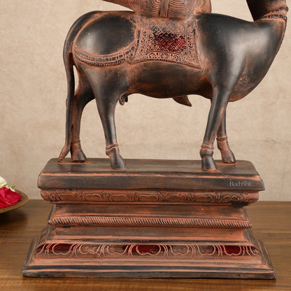 Brass Venugopal Krishna Seated on Cow Statue | 21x12.5x7.5 Inch