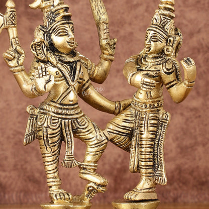 Brass Superfine Dancing Shiva Parvati Idol - 6" Tall