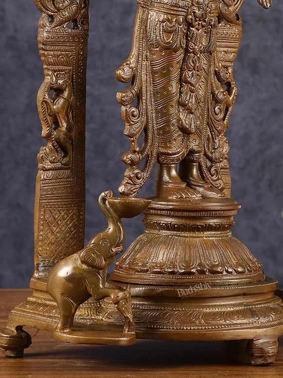 Pure Brass Goddess Lakshmi Statue with Elephants 16"