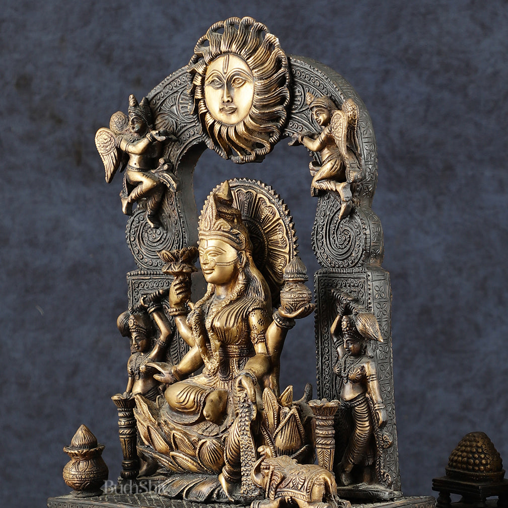 Brass Lord Ganesha and Goddess Lakshmi Statue Pair – 20" Height, Antique Chola Style, Dual-Tone Finish