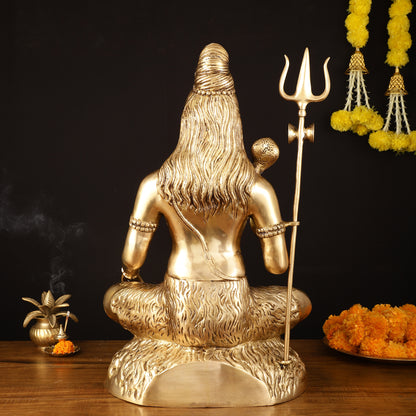 Handcrafted Pure Brass Lord Shiva Statue - 23" Divine Mahadev Sculpture